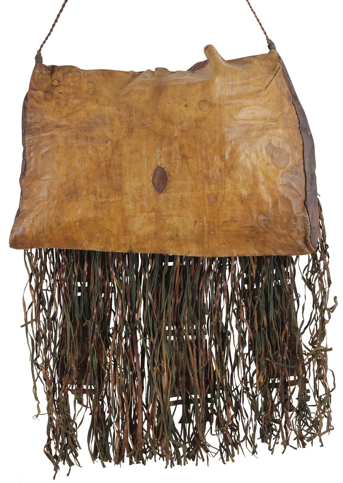 Authentic Old Tuareg Leather Bag – Sahara Nomad Geometric Satchel