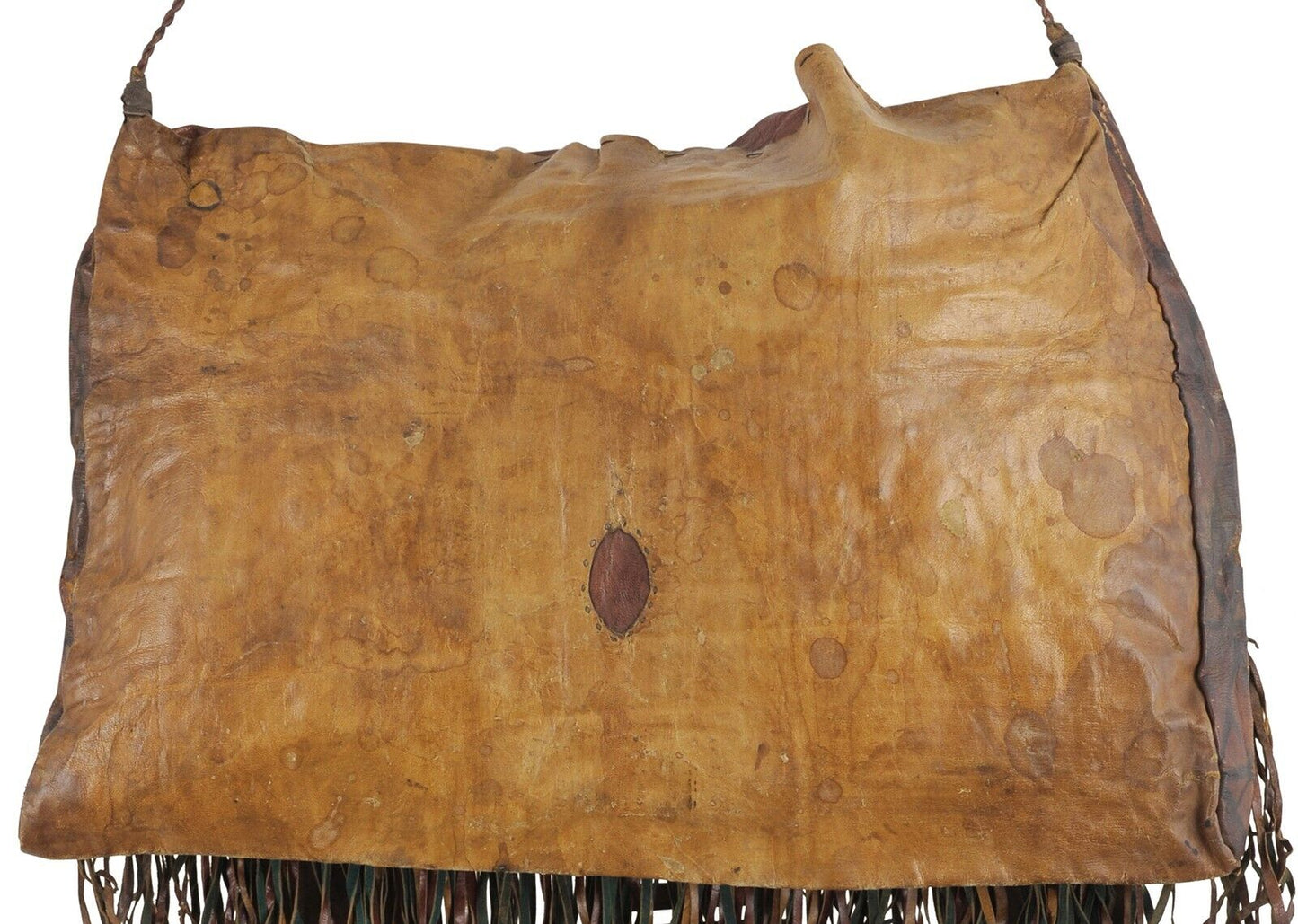 Authentic Old Tuareg Leather Bag – Sahara Nomad Geometric Satchel