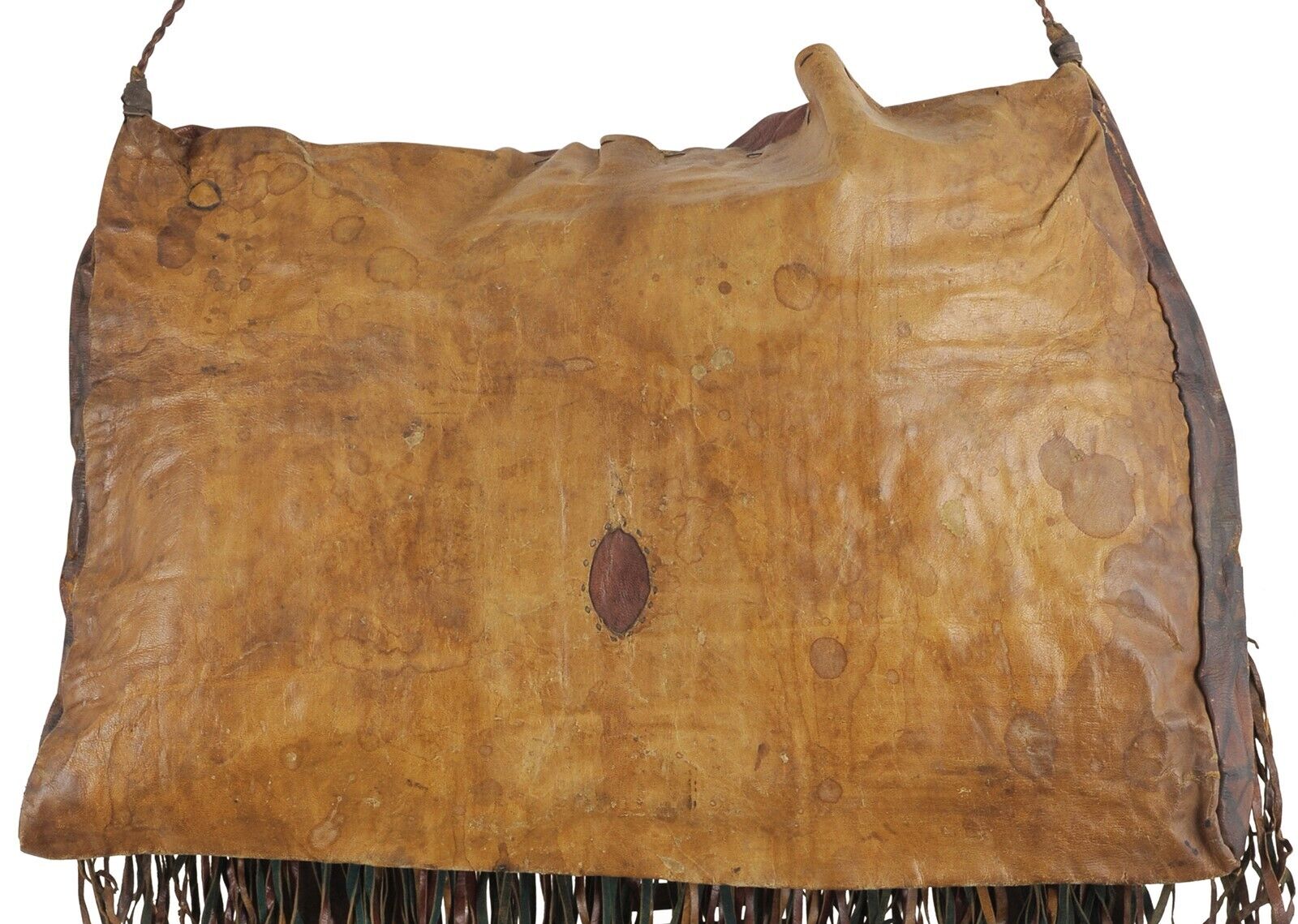 Authentic Old Tuareg Leather Bag – Sahara Nomad Geometric Satchel