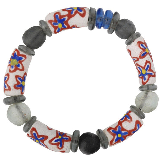 African Glass Trade Bead Bracelet - Handmade In Ghana