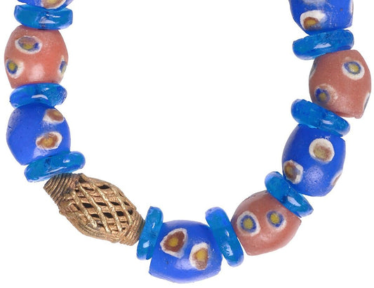 Handmade Beaded Bracelet - African Glass & Brass Beads - alternate view