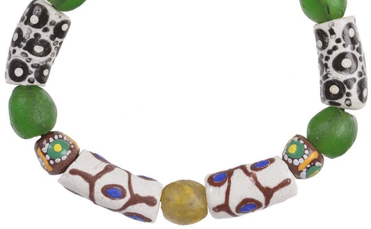 Handmade Beaded Bracelet - Brass & Glass Beads From Ghana - alternate view