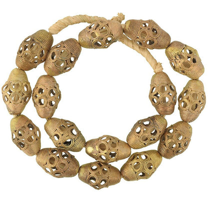 Large Ashanti Brass Beads Strand, Handcrafted In Ghana