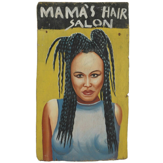 Old Ghana Hair Salon African Art Barber Hair Cut Shop Sign Signboard West Africa