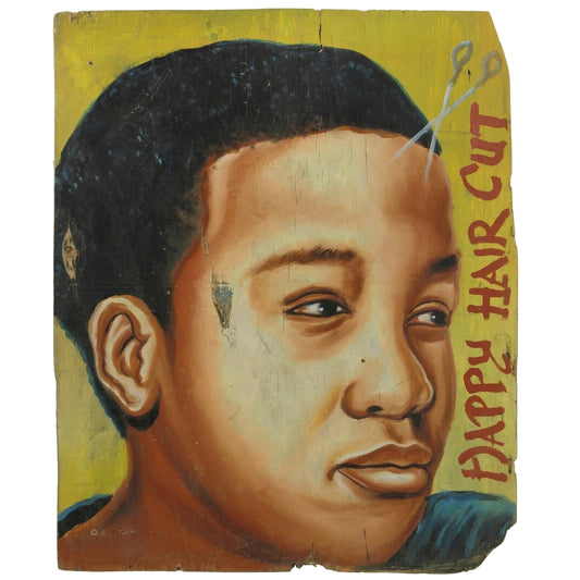 Vintage Barber Shop Sign Signboard Painting Ghana African Interior Decoration