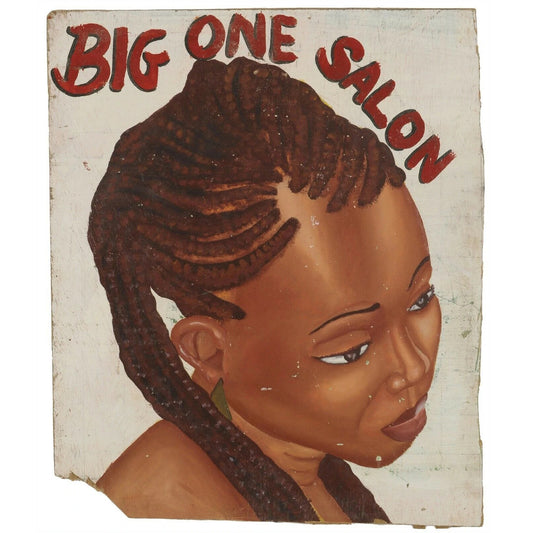 Vintage Shop Sign Signboard African Barber Hand Painted Ghana Hair Saloon Cut