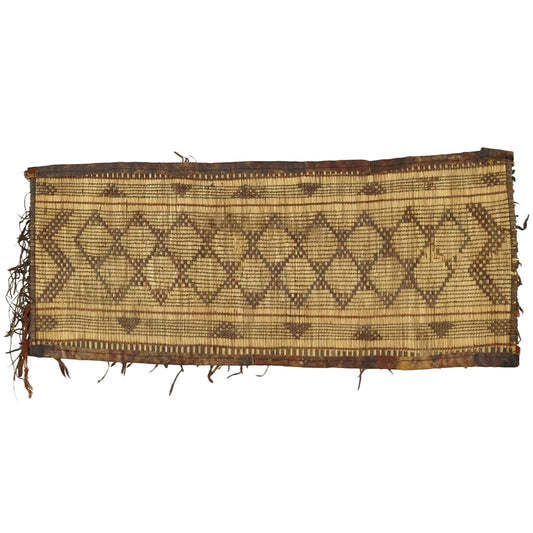 Authentic Tuareg Straw Mats – Straw & Leather Ethnic Carpet 87×37 cm