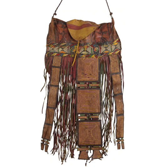 Authentic Tuareg Leather Bag – Sahara Nomad Ethnic Geometric Decor