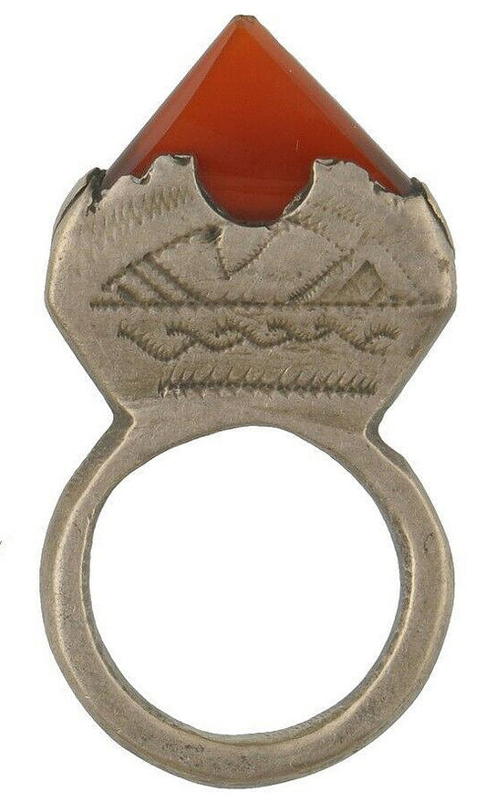 Old African Ethnic Jewelry Tuareg Ring Silver Niger Nigeria Mali Sahara Berber - zoomed-in detail