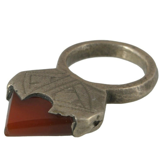 Old African Ethnic Jewelry Tuareg Ring Silver Niger Nigeria Mali Sahara Berber - close-up