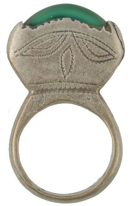 African Tuareg Ring Old Silver Ethnic Jewelry Nigeria Mali Niger West Africa - partial view