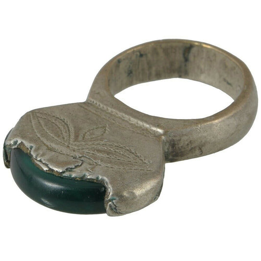African Tuareg Ring Old Silver Ethnic Jewelry Nigeria Mali Niger West Africa - cropped detail