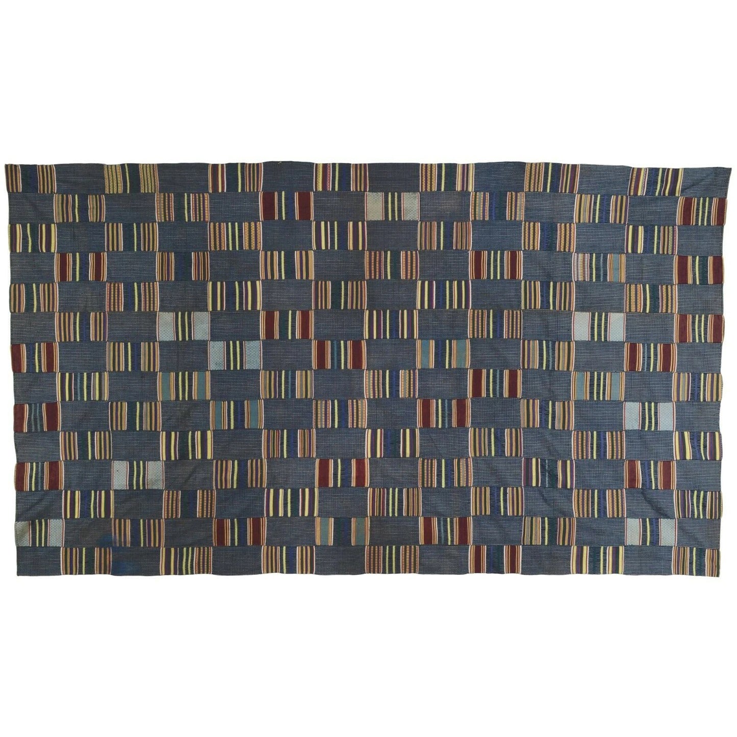 Old African Kente Ewe Ghana Hand Woven Cloth Textile Home Art Decor Guinea Fowl