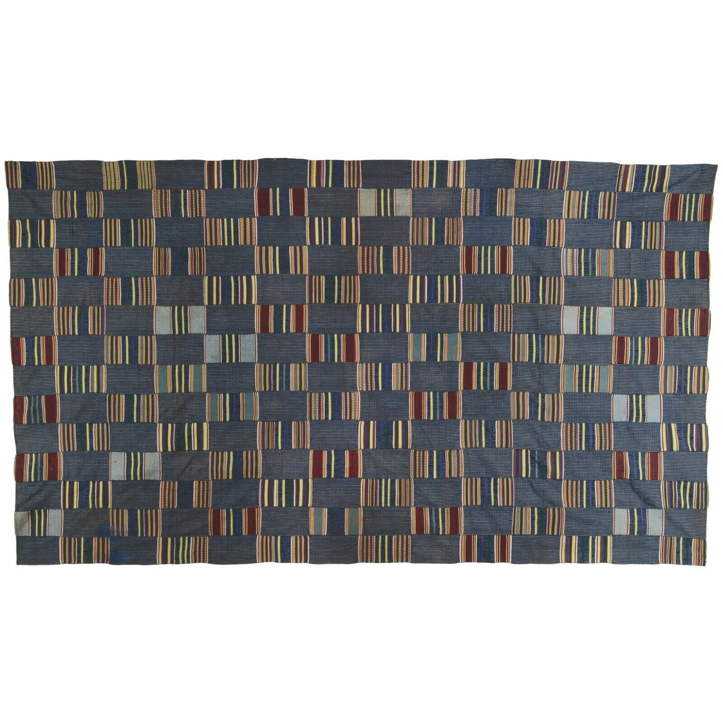 Old African Kente Ewe Ghana Hand Woven Cloth Textile Home Art Decor Guinea Fowl