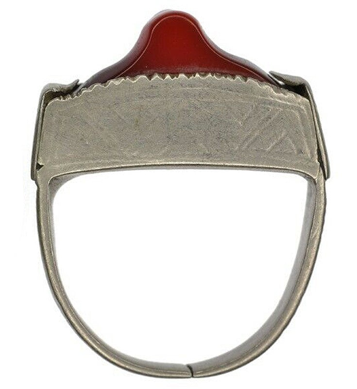 Old African Tuareg Ring Silver Ethnic Art Jewelry Niger Mali Sahara - angled shot