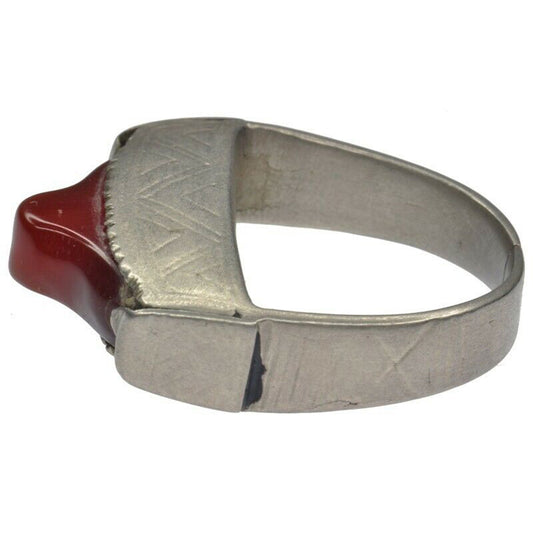 Old African Tuareg Ring Silver Ethnic Art Jewelry Niger Mali Sahara - alternate view