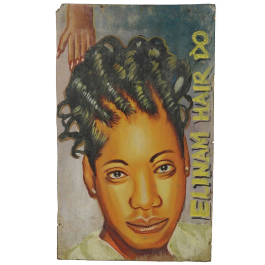 Old Hair Saloon African Art Shop Sign Signboard Ghana Hair Barber Cut