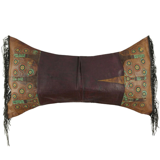 Old African Tuareg Leather Pillow Case Mali Niger Sahara Desert Bedouin Ethnic - focused artwork area