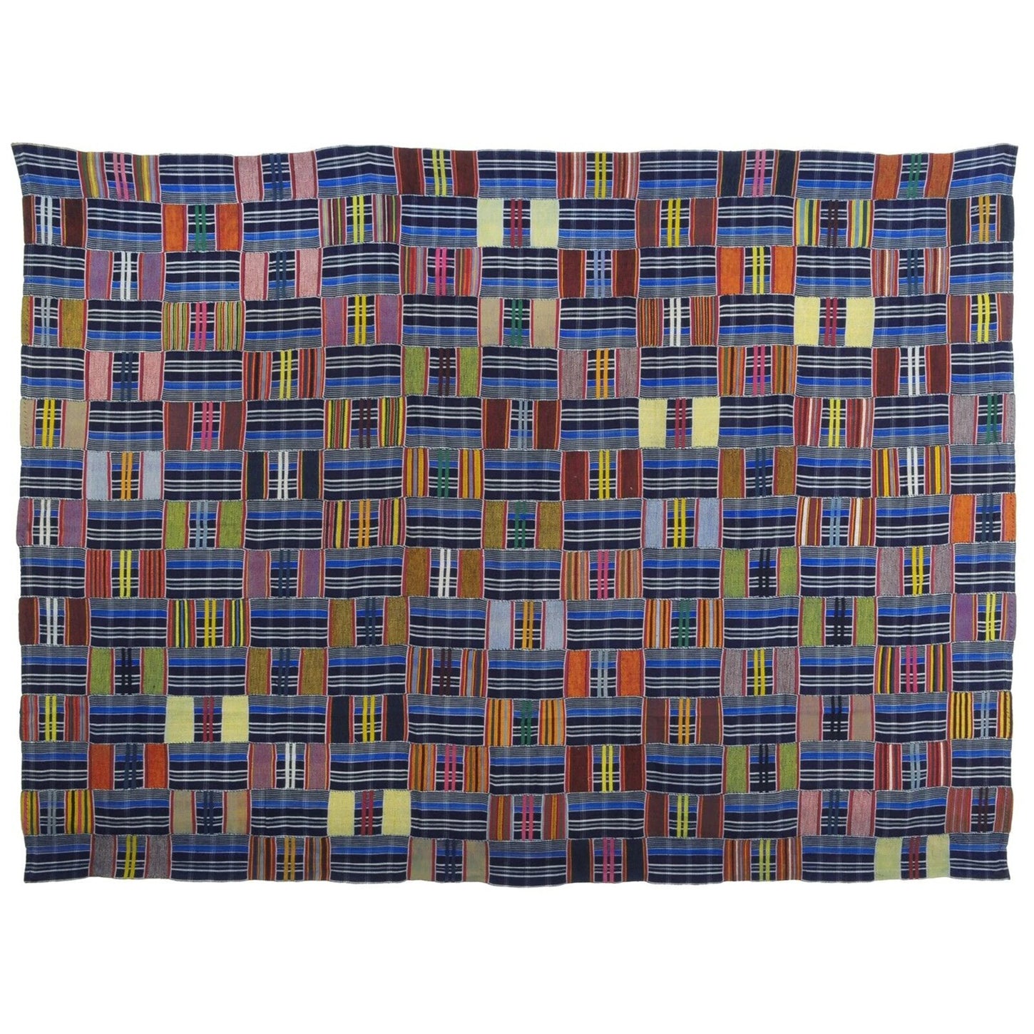 Handwoven Ewe Kente Vintage 1970s Cloth – 178 × 131 cm, Ghana
