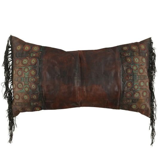 Old African Tuareg Leather Pillow Case Mali Niger Sahara Desert Bedouin Ethnic - angled shot