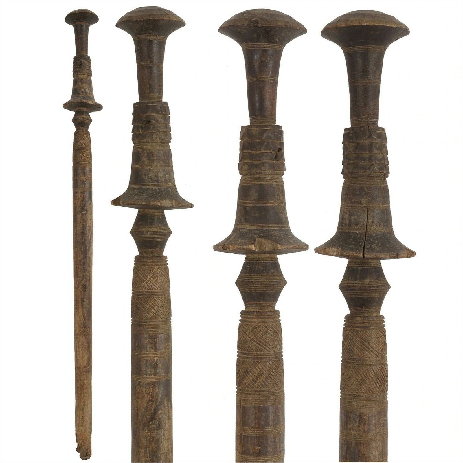 DesignTuareg Tent Posts - 44" Hand-Carved IGEM Wooden Pole from Niger