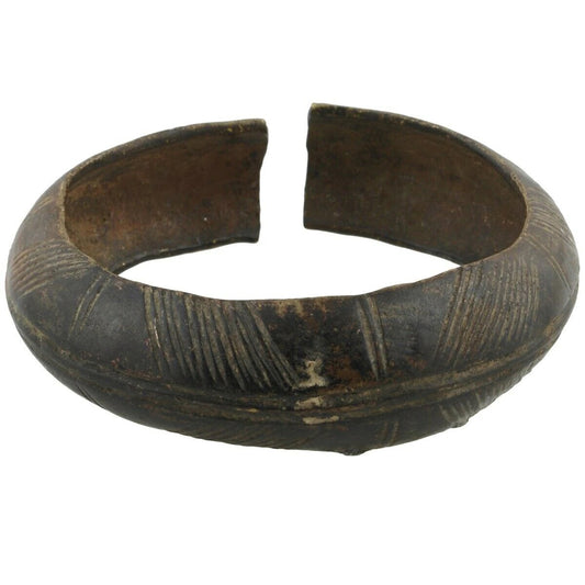 African Art Old Brass Bracelet Currency Ghana / Fulani West Africa - product focus