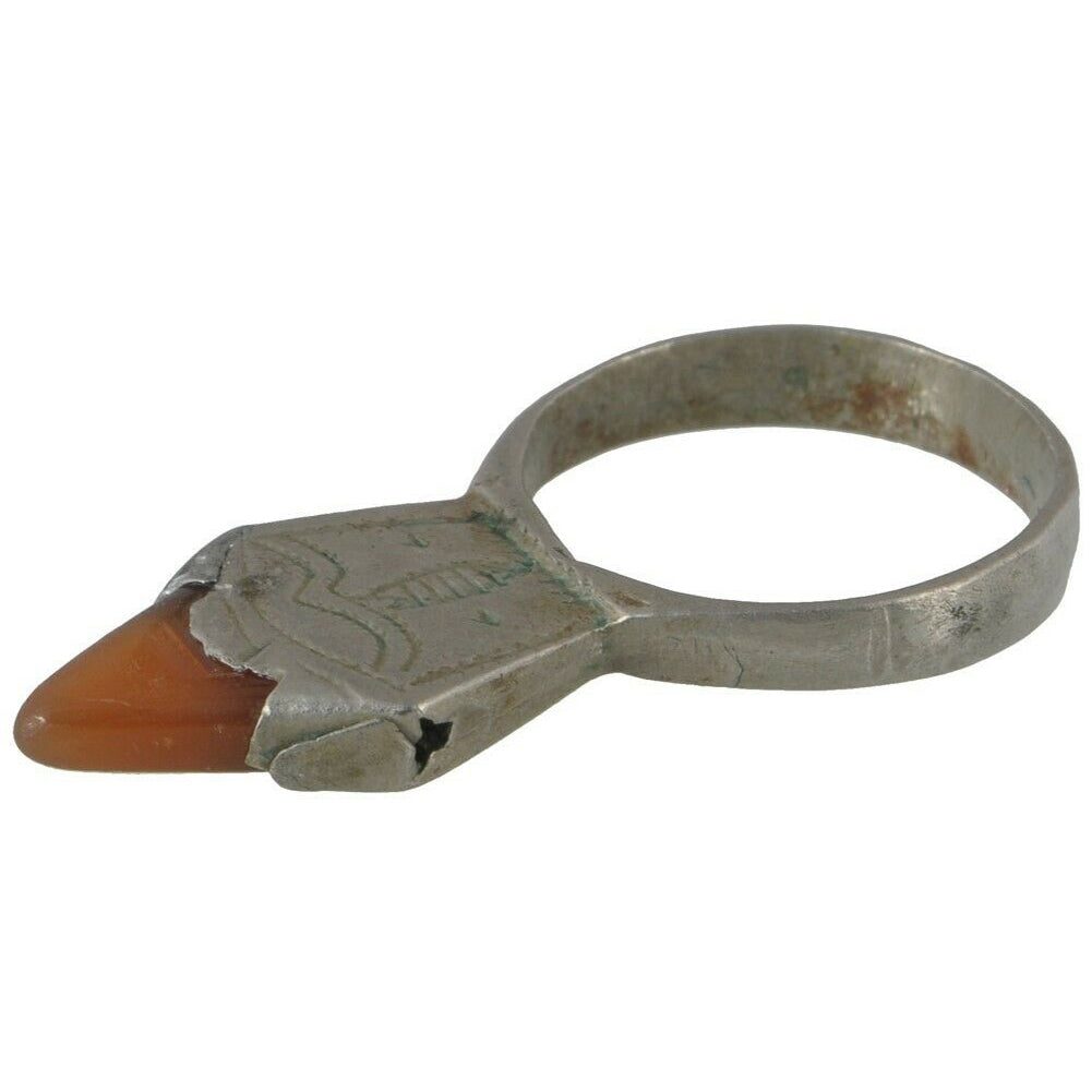 Vintage Tuareg Silver Ring with Carnelian
