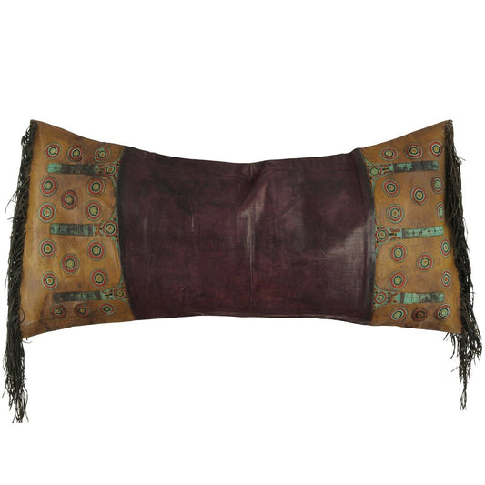 Old African Tuareg Leather Pillow Case Mali Niger Sahara Desert Bedouin Ethnic - enhanced texture view