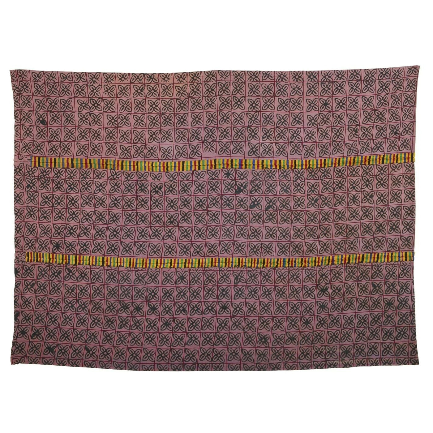 Hand Stamped Adinkra Cloth “Woman” Size 65×47 – Vintage Ghana Art