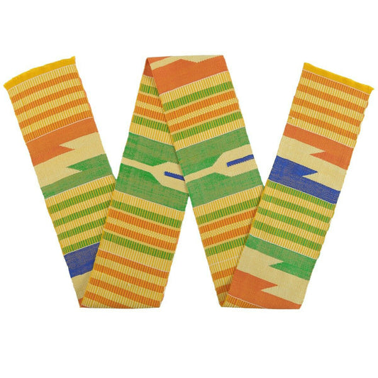 Authentic Handwoven Kente Scarf - Ghanaian Double Woven Stole