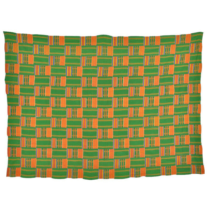 Handwoven Ewe Kente – 1960s Ghana Volta Woman‑Size Cloth 71"x53"