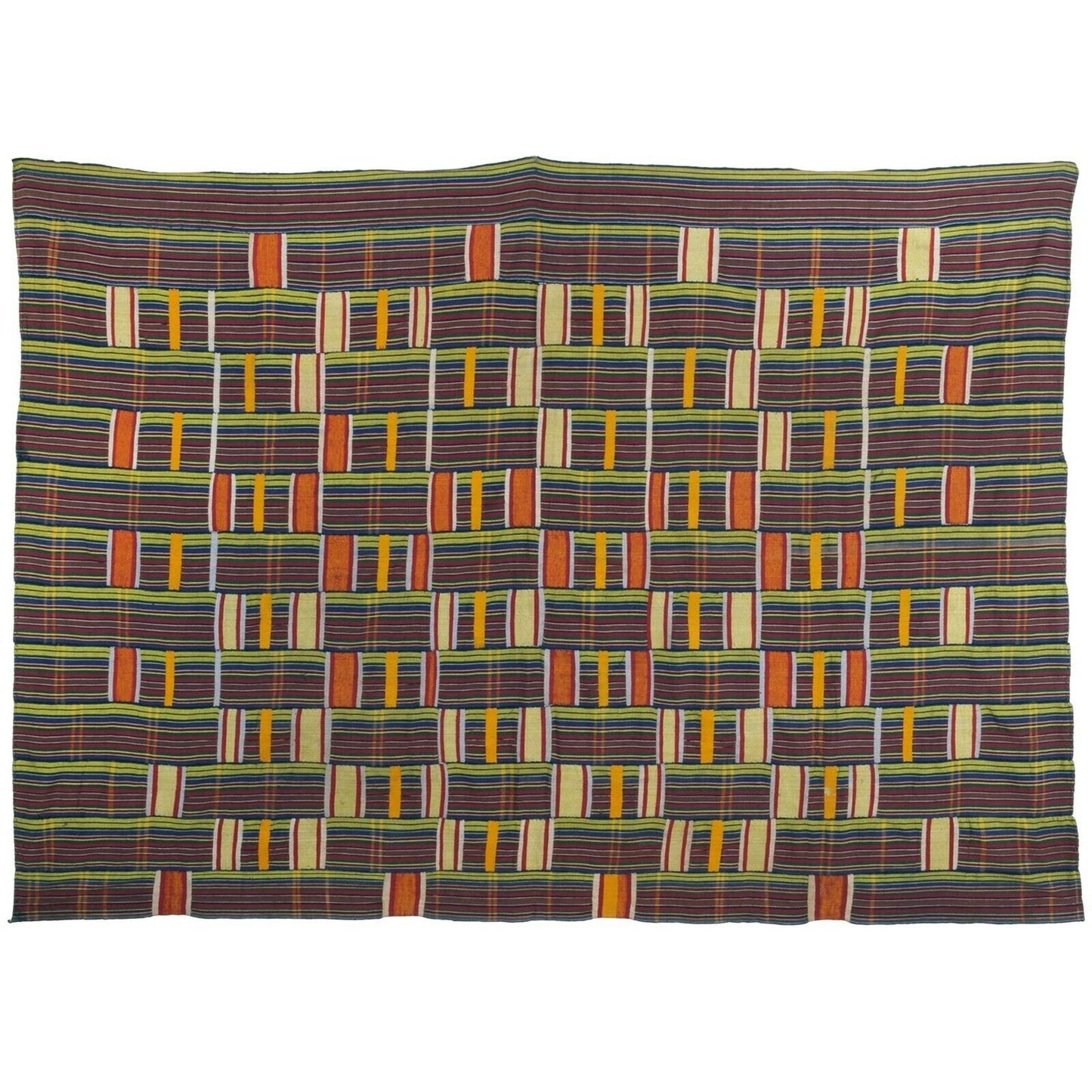 Old African Kente Ewe Ghana Hand Woven Cloth Textile Art Home Decor