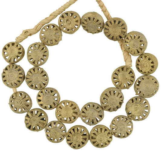 Handcrafted African Tabular Brass Beads From Ghana