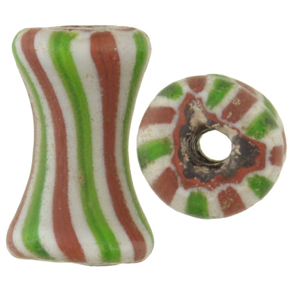 Striped Dog Bone Chevron Beads | Rare 4 Layer Venetian Pair