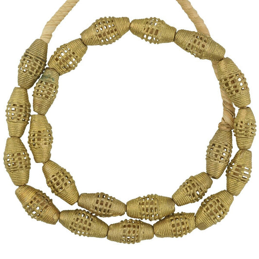 Handcrafted Ashanti Brass Beads From Ghana, 21" Strand