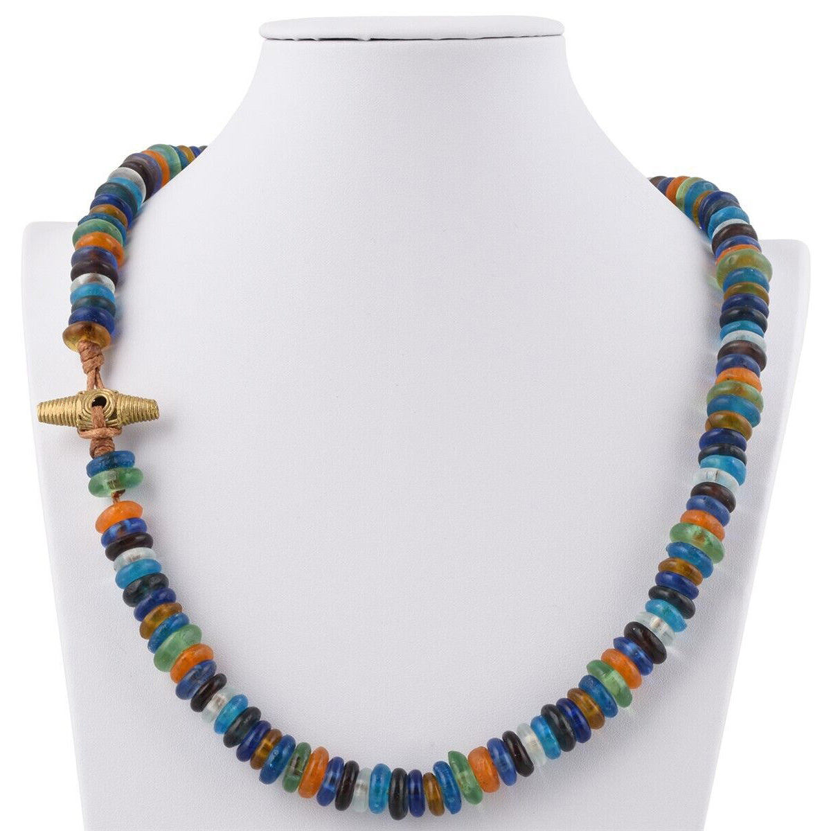 Handmade Multicolor Beaded Glass Necklace With Trade Beads