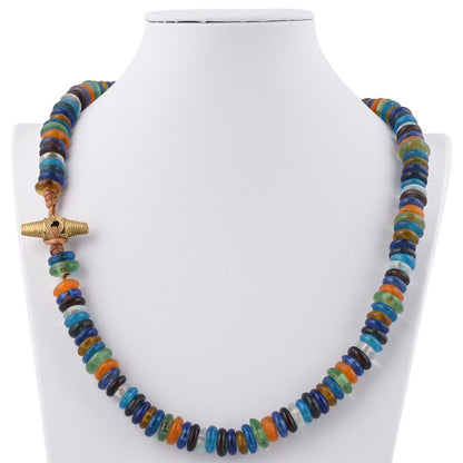 Handmade Multicolor Beaded Glass Necklace With Trade Beads