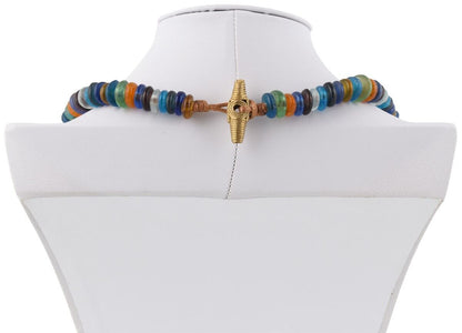 Handmade Multicolor Beaded Glass Necklace With Trade Beads - zoomed-in detail