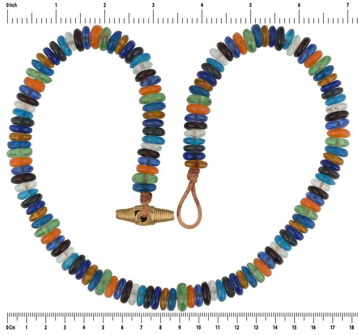 Handmade Multicolor Beaded Glass Necklace With Trade Beads - angled shot