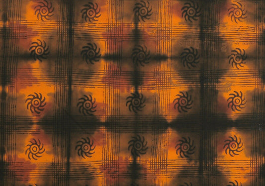 African Adinkra Ashanti Batik Tie Dye Art Kumasi Cloth Ghana Fabric Hand Stamped - alternate view