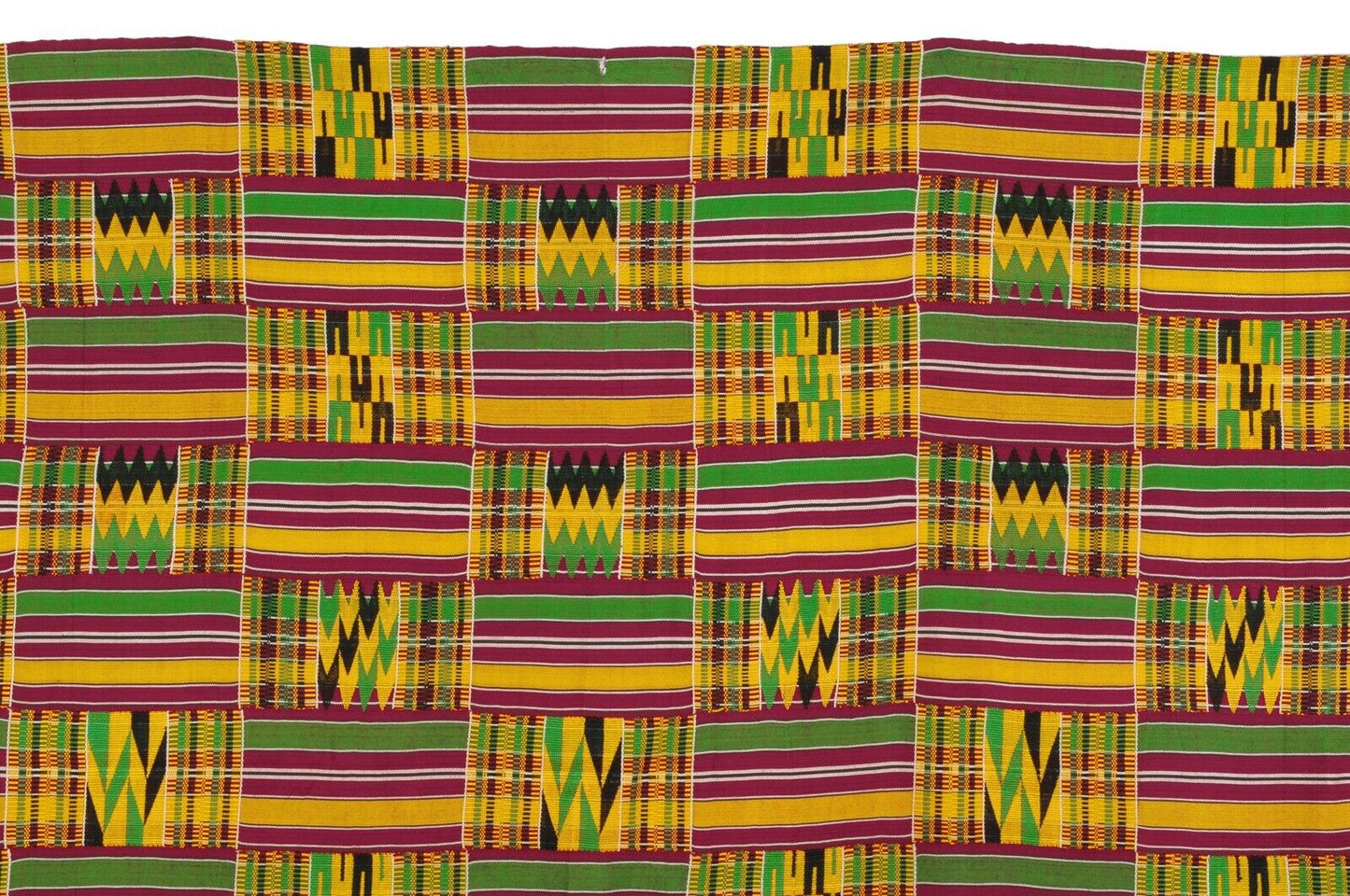 Handwoven Ashanti Kente Woman Size 80¾″ × 40½″ – Vintage 1970s Ghana Cloth