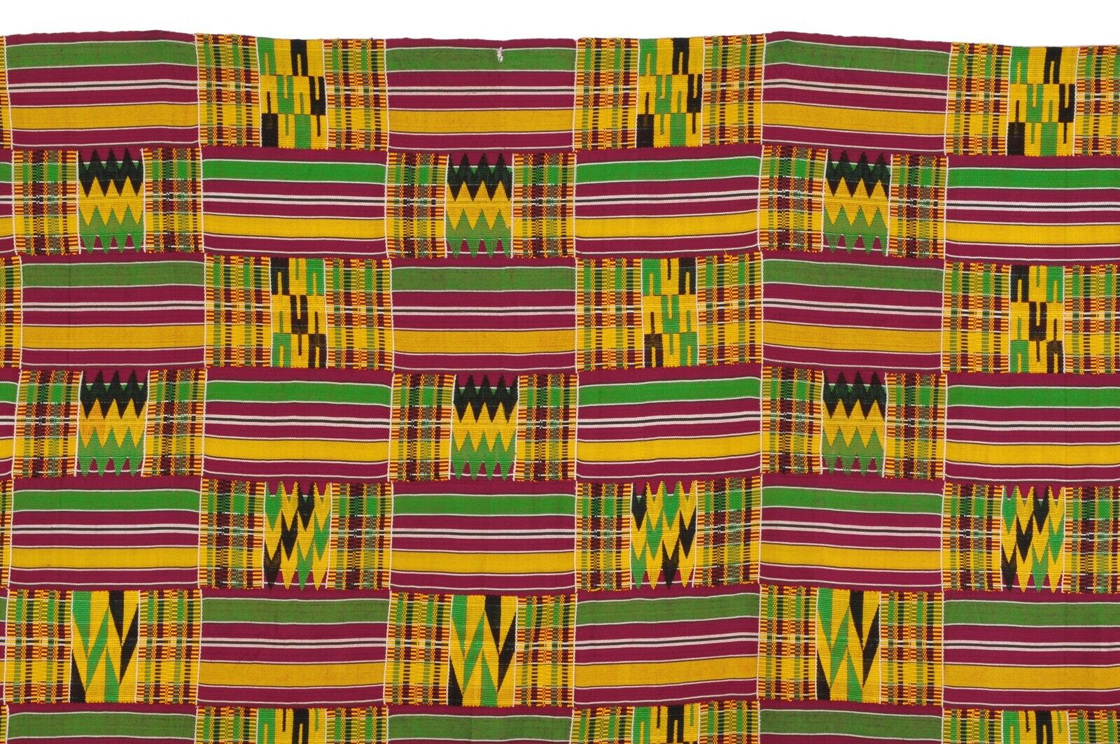 Handwoven Ashanti Kente Woman Size 80¾″ × 40½″ – Vintage 1970s Ghana Cloth