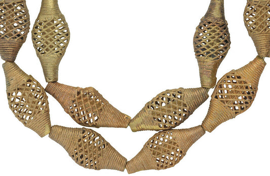 Handmade Tabular African Brass Beads Strand Metal Art! - alternate view