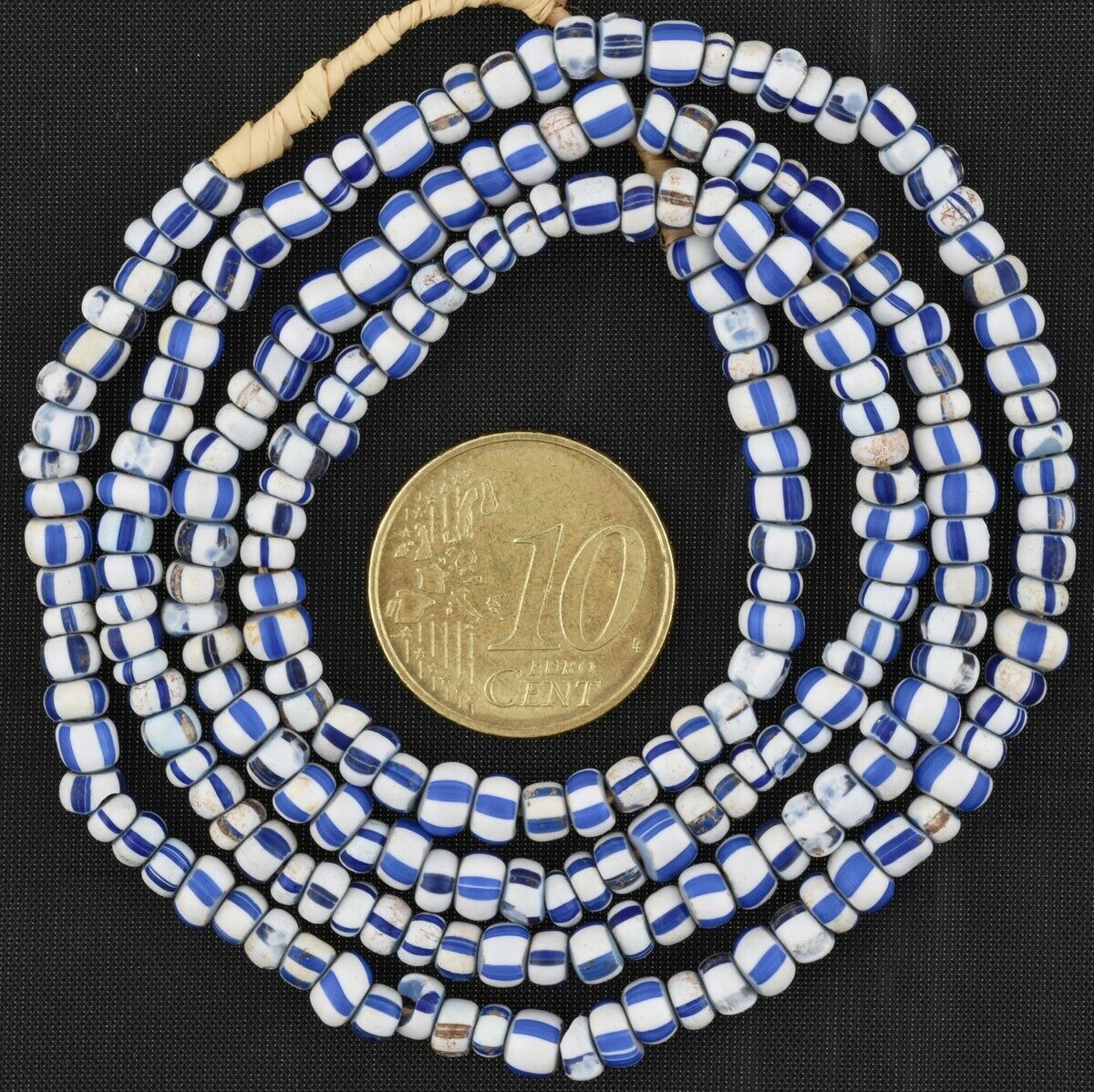 Rare Old Venetian Blue‑Core Tiny Seed Bead Strand 3‑4 mm