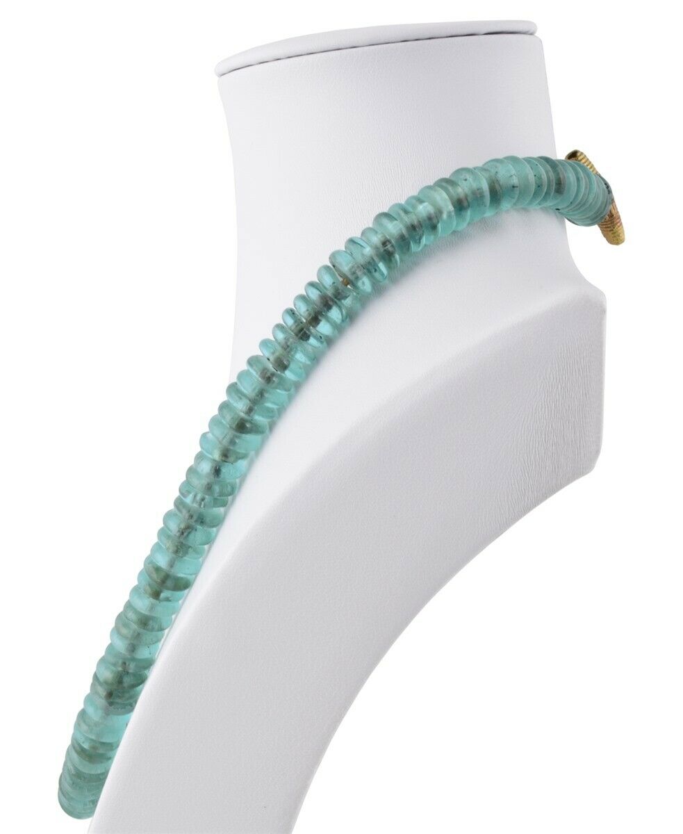 Translucent Powder Glass Beaded Necklace With Ashanti Brass - angled shot