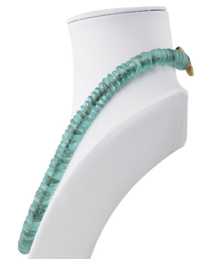 Translucent Powder Glass Beaded Necklace With Ashanti Brass - angled shot