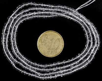 Unique Translucent 2 mm Old Venetian Drawn Seed Beads Strand, ~70 cm