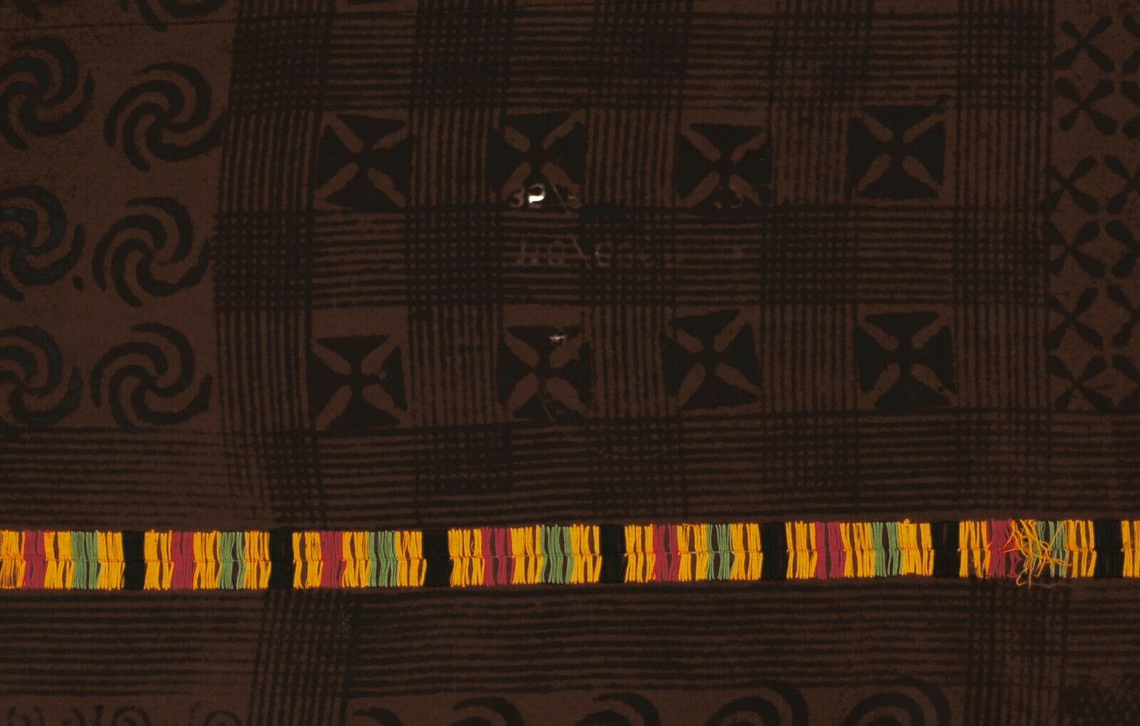 Adinkra Ashanti Cloth Decoration African Ghana Fabric Hand Stamped West Africa - close-up