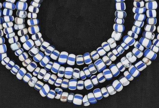 Rare Old Venetian Blue‑Core Tiny Seed Bead Strand 3‑4 mm