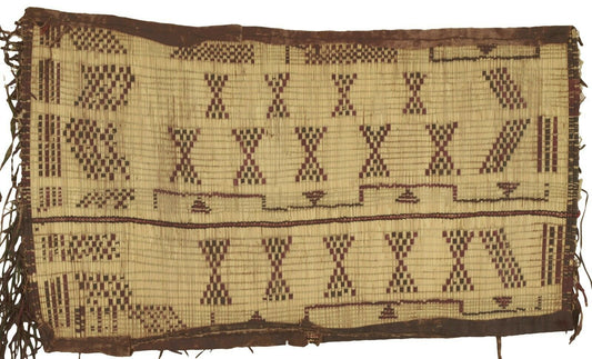 Authentic Tuareg Straw and Leather Mat – Nomad Ethnic Decor 82×46 cm